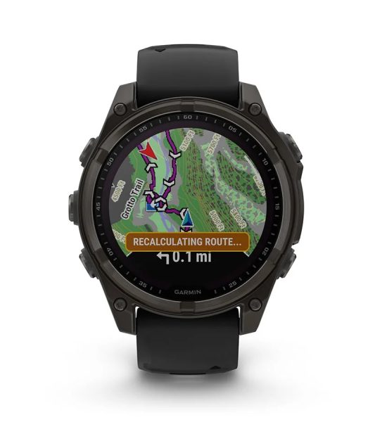 Умные часы Garmin Fenix 8, 47 мм, Solar, Sapphire Carbon Gray DLC Titanium with Black/Pebble Gray Silicone